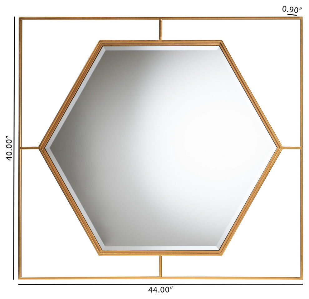 Baxton Studio Gates Modern Glam Goldleaf Metal Accent Wall Mirror
