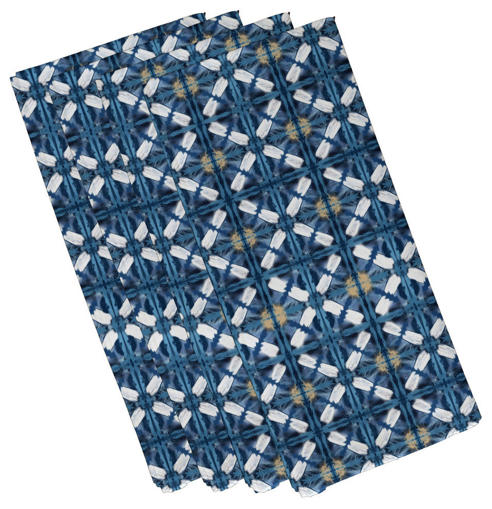 Beach Tile, Geometric Print Napkin, Aqua, Set of 4, Blue