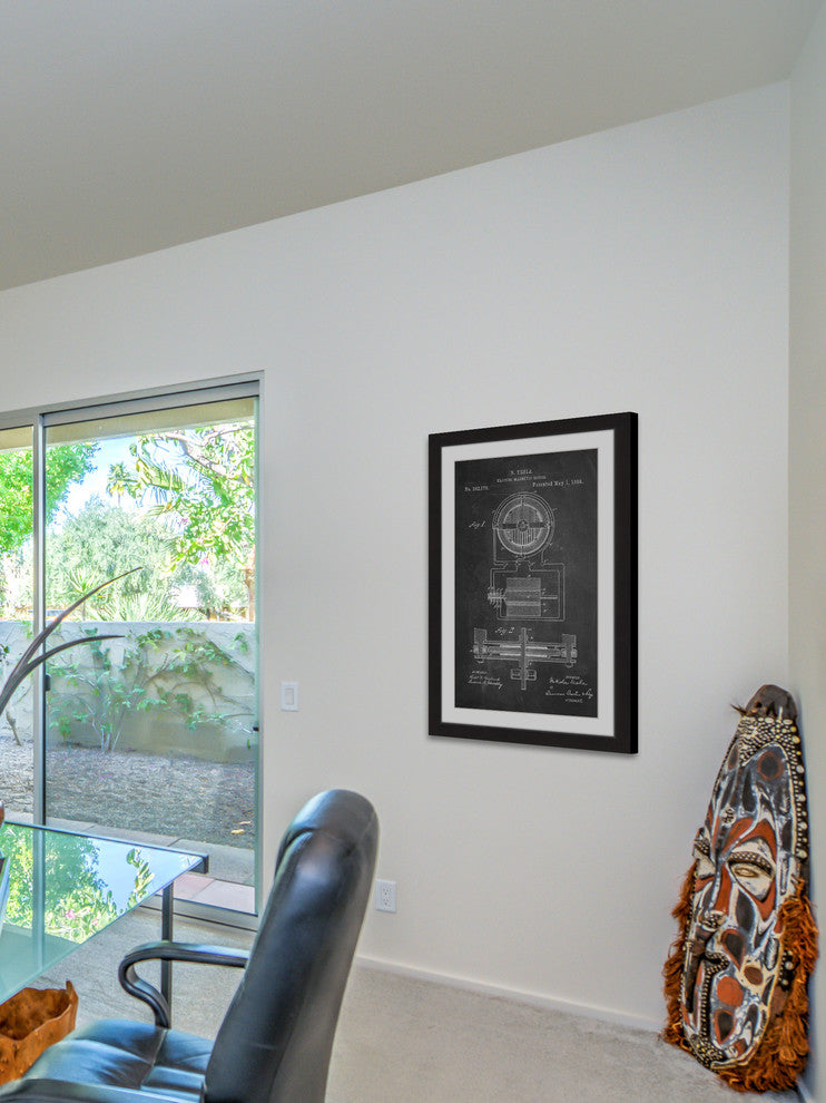 "Tesla Motor 1888 Chalk" Framed Painting Print
