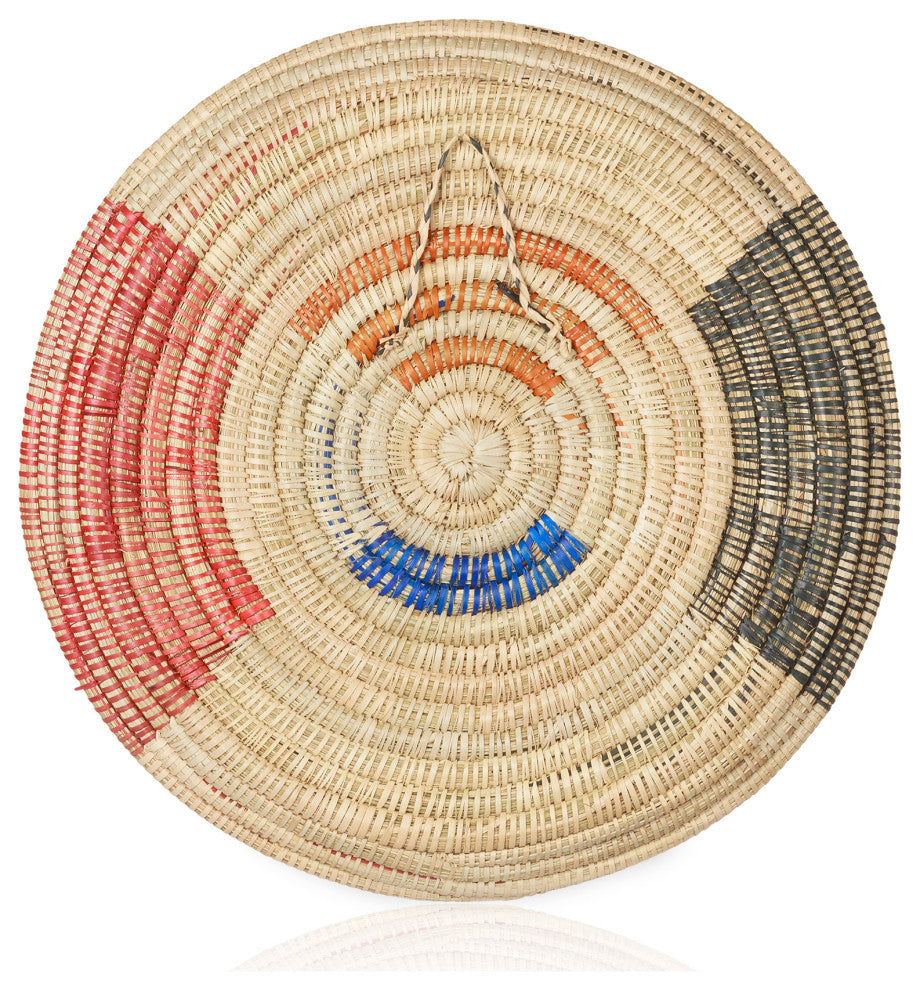 Palm Tray Plate and Wall Art, Artisan Crafted, Malawi, Multicolor, 15.75"