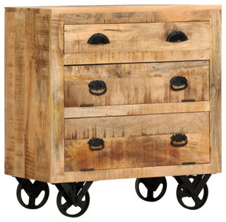 vidaXL Side Cabinet Chest of Drawers Sideboard with Wheels Solid Mango Wood