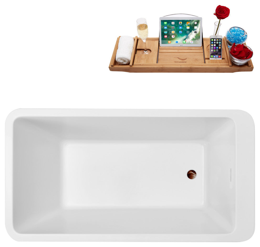 60'' Streamline N250ORB Freestanding Tub, Tray, Internal Drain, Pop-Up: Oil Rubb
