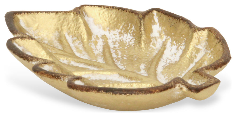 Adriano Golden Cast Iron Leaf Dish Decor