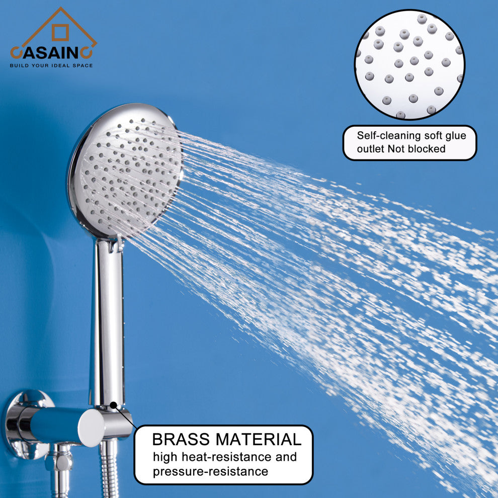 9.5 inch Wall-mounted Complete Shower System with Handheld and Tub Spout, Chrome