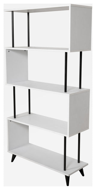 Danya B. Breuer 5-Tier White S-Shaped Bookcase With Black Hardware Accents