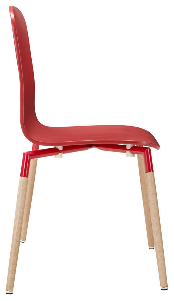 Modern Contemporary Kitchen Wood Dining Chairs Set of 4 Red