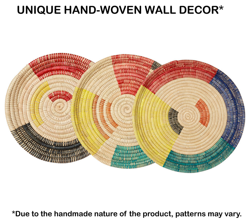 Palm Tray Plate and Wall Art, Artisan Crafted, Malawi, Multicolor, 15.75"