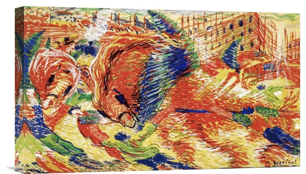 "The City Rises" Stretched Canvas Giclee by Umberto Boccioni, 22"x13"