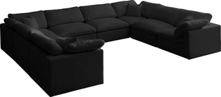 Plush Velvet / Down Standard Comfort 8-Piece U-Shaped Modular Sectional, Black