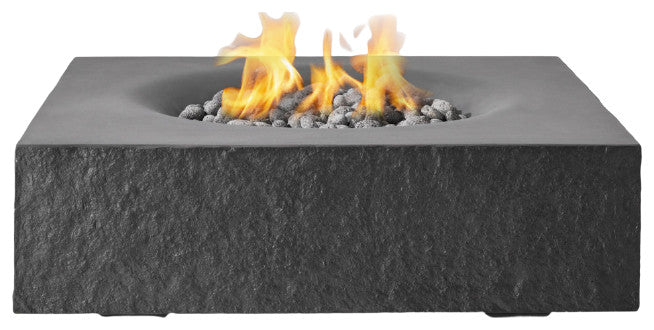 Pyromania Monument Concrete Fire Pit Table, 41"x41", Charcoal, Natural Gas
