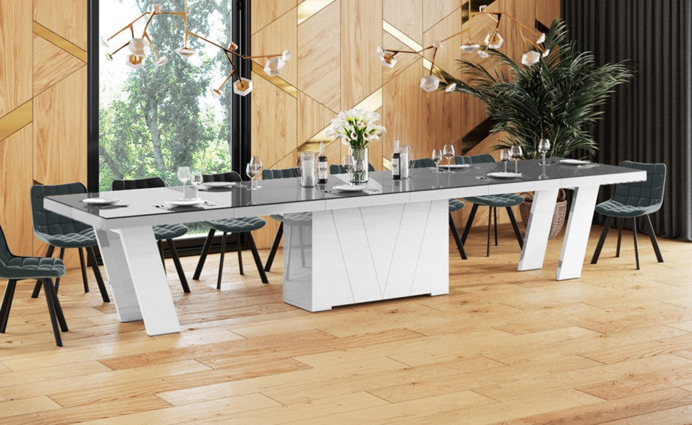 Alena Extendable Dining Table, Gray/White