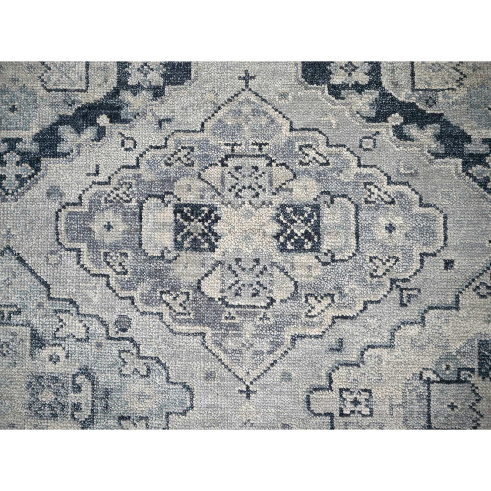 Silver Gray Hand Knotted Anatolian Design Organic Wool Oversized Rug, 12'x17'9"