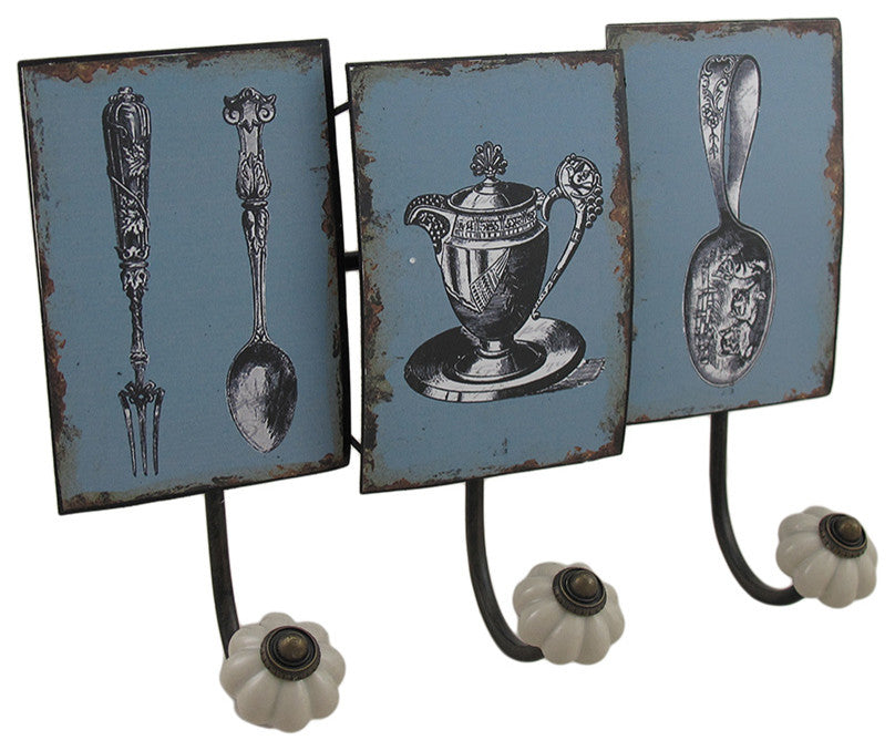Antique Style Tea Service Distressed Finish Decorative Wall Hook