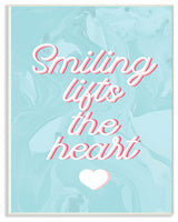 Smiling Lifts The Heart Script Typography on Blue Marble Plaque, 10"x15"