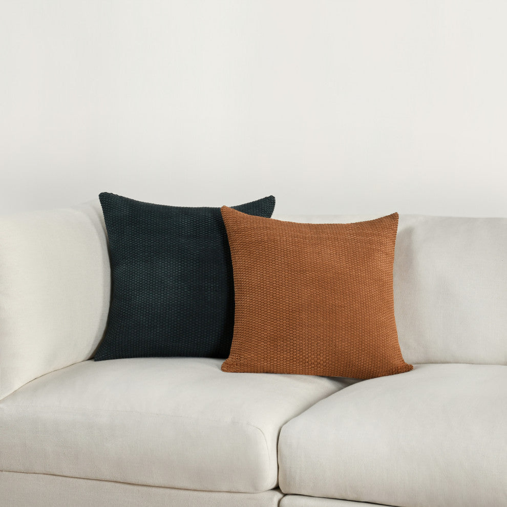 Bassinet 18" Genuine Suede Leather Throw Pillow by Kosas Home, Brown