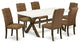 X727El718-7, 7-Piece Dining Set, 6 Chairs and Table Hardwood Frame