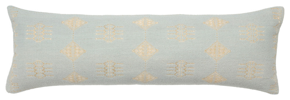 Lisha Medallion Light Blue/ Silver Pillow 13"X40" Lumbar, Polyester Fill