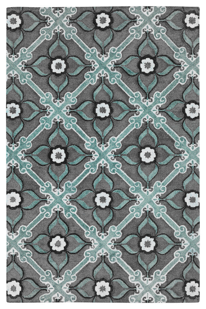 Peranakan Tile Collection Spa 5' x 8' Rectangle Indoor-Outdoor Area Rug