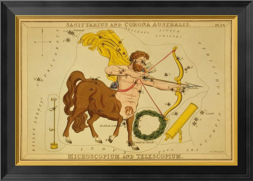 Sagittarius And Corona Australis, Microscopium, and Telescopium, 1825, 28"x20"