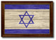 Israel Country Textured Flag Print With Brown Gold Frame, 15"X21"
