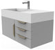 CastelloUSA Amazon 36" Wall Mount Vanity Set, Gray, White Top, Gold Handles