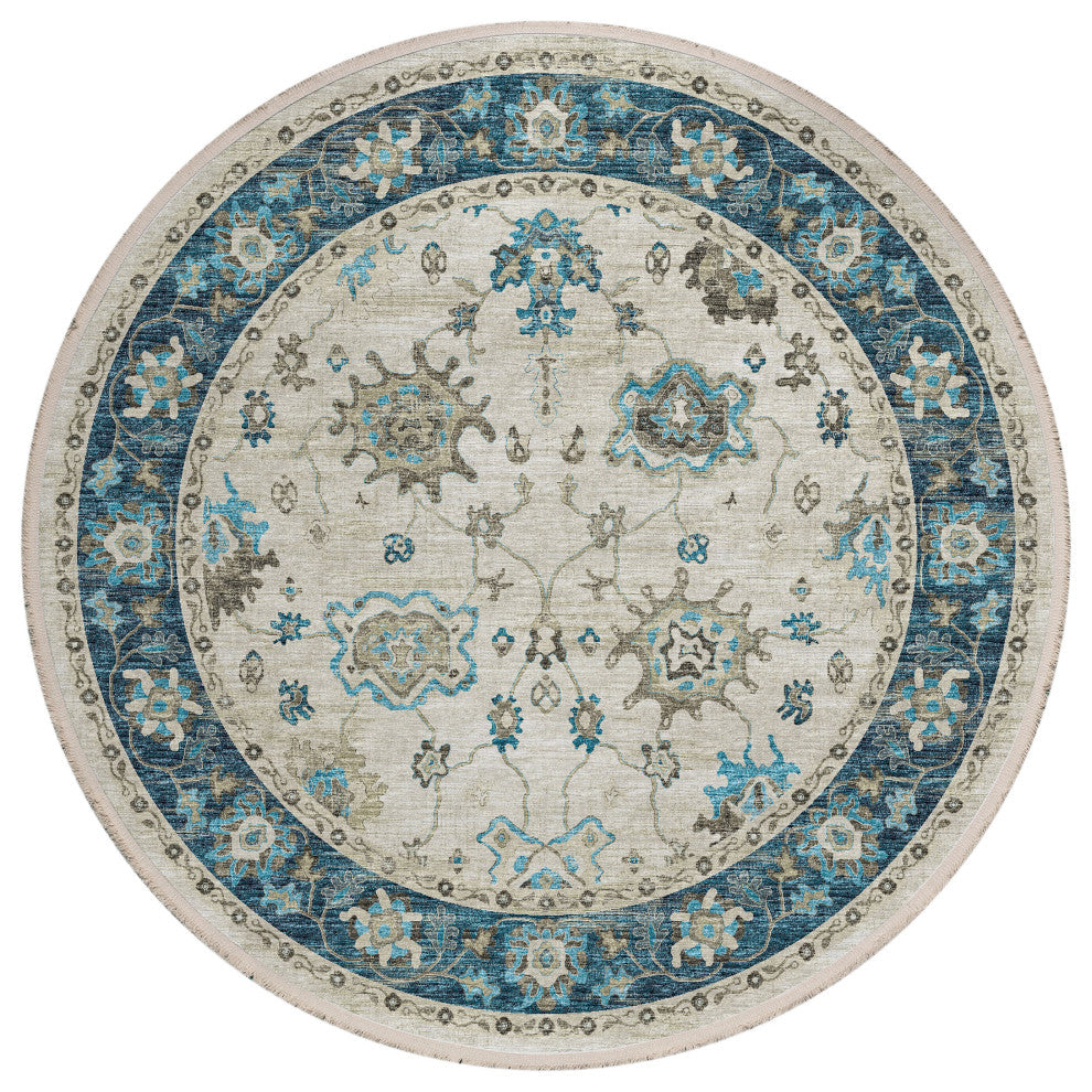 Indoor/Outdoor Marbella MB6 Flax Machine Washable 10' x 10' Round Rug
