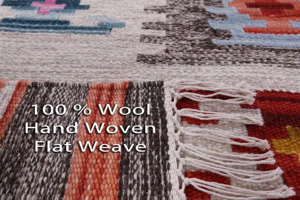 Reversible Flat Weave Kilim Wool Rug 5' 0" X 8' 0" Q10545