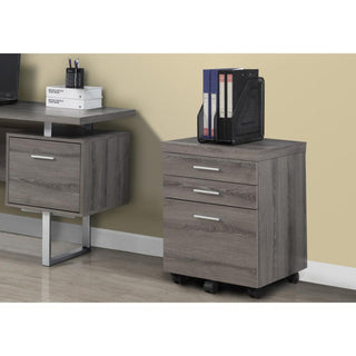 Filing Cabinet - 3 Drawer / Dark Taupe On Castors