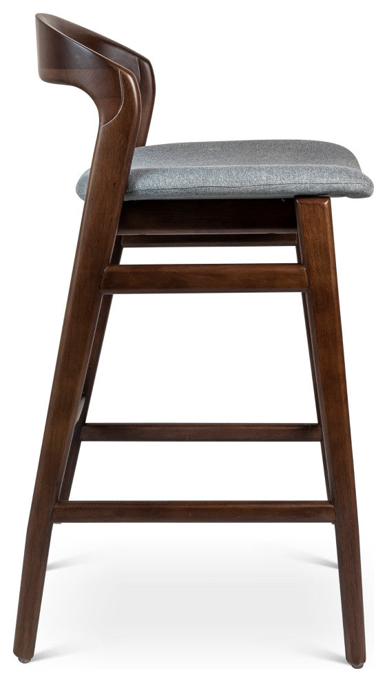 Modern Brazilian, Velma, Bar Stool, Nogal/Essence Gray