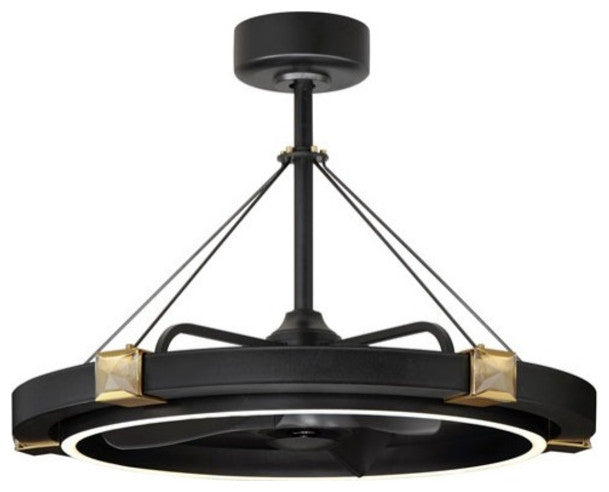 Maxim 61019 Jewel 33" 3 Blade Indoor LED Ceiling Fan - Black / Gold