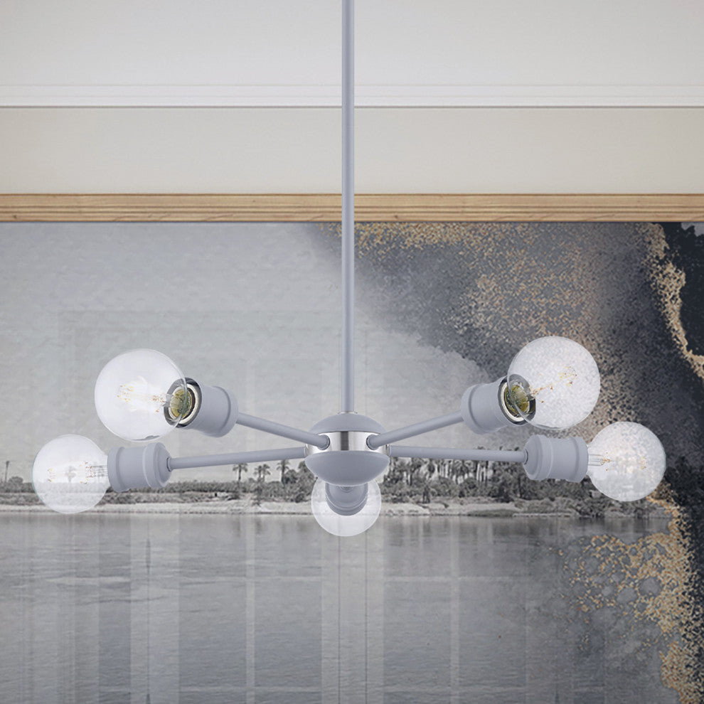 Livex Lighting Lansdale 5 Light Nordic Gray, Brushed Nickel Accents Chandelier