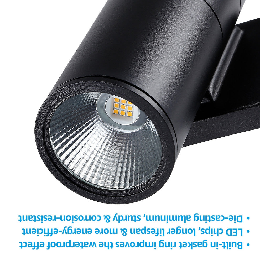 8-Pack 20W LED Cylinder Up Down Wall Light, Aluminum Finish Outdoor Wa
