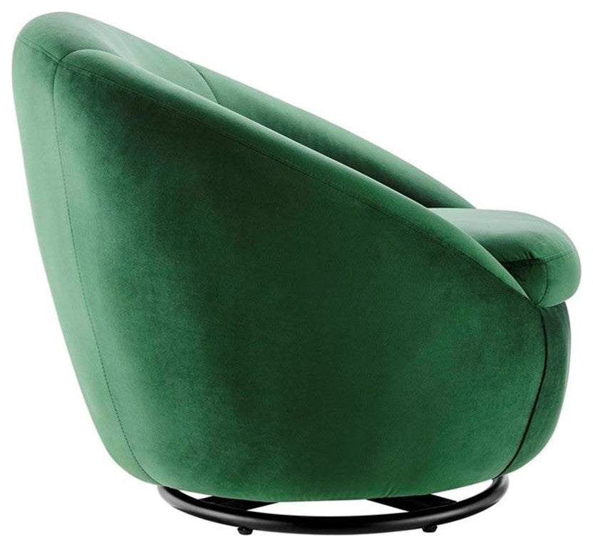 Buttercup Performance Velvet Performance Velvet Swivel Chair, Black Emerald