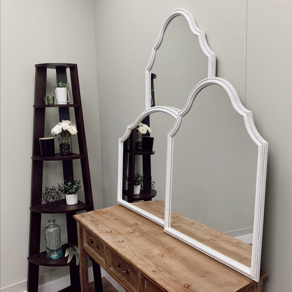 Liffey Framed Vanity Mirror, Peaks Cathedral, 24"x32", Linen White