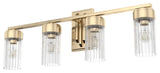 Gatz Alturas Gold, Ribbed Glass 4 Light Vanity Wall