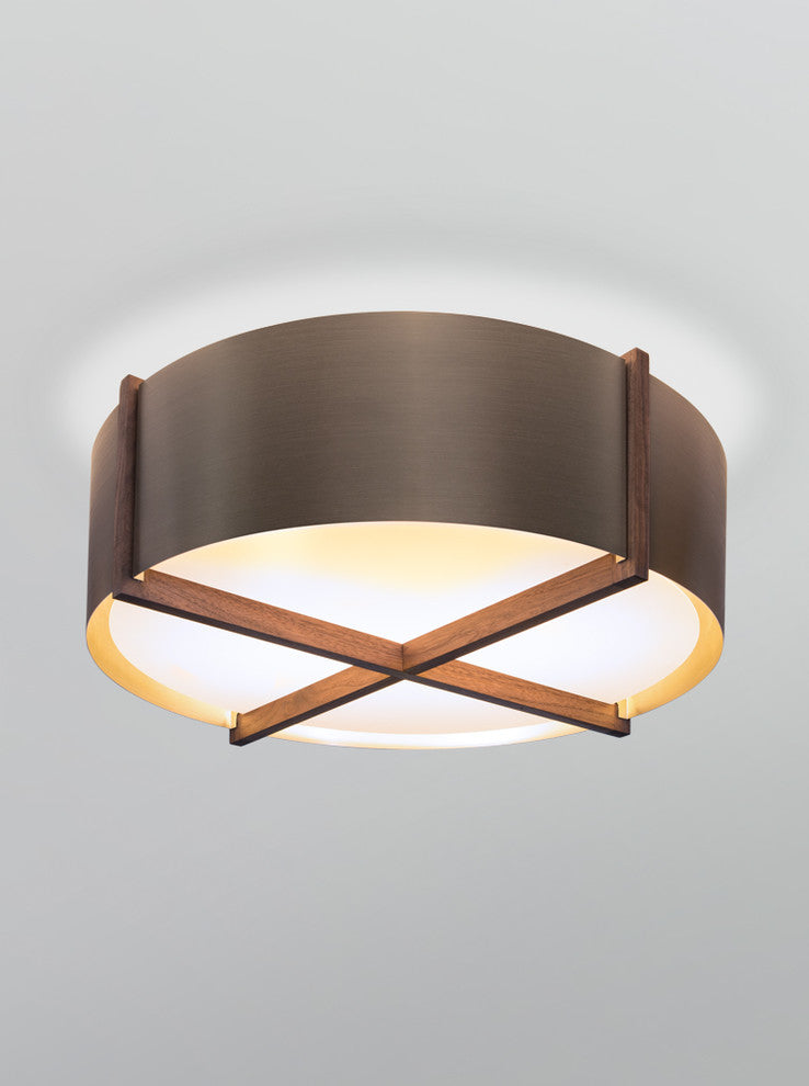 Plura 36 Flushmount, Walnut, Distressed Brass, Integrated Led - 3500k - P1 Driver