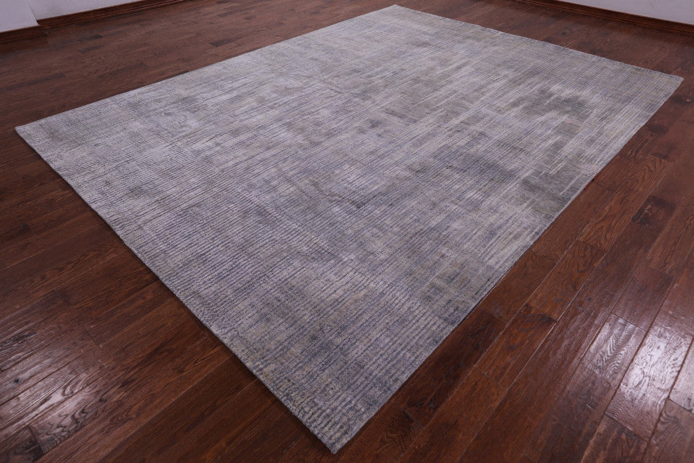Abstract Wool and Silk Hand Knotted Rug 8' 11" X 11' 11" Q9043