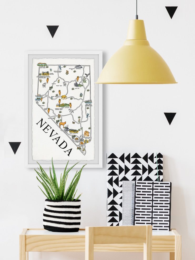 "Nevada Illustrated Map" Framed Painting Print, 30x45