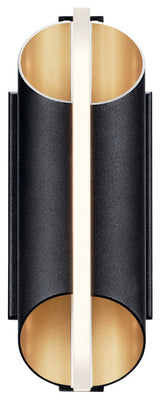 Astalis 12" LED Wall Light Textured Black, Burnished Gold
