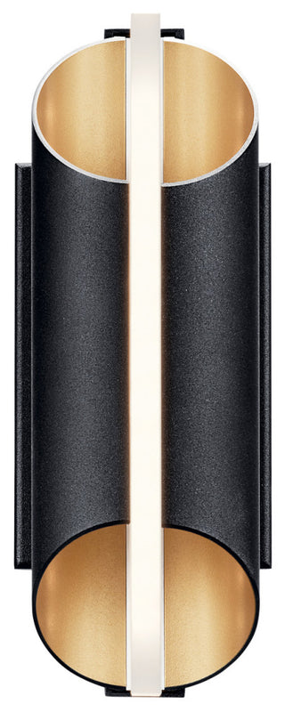 Astalis 12" LED Wall Light Textured Black, Burnished Gold