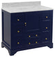 Madison 42" Bathroom Vanity, Royal Blue, Carrara Marble