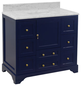 Madison 42" Bathroom Vanity, Royal Blue, Carrara Marble