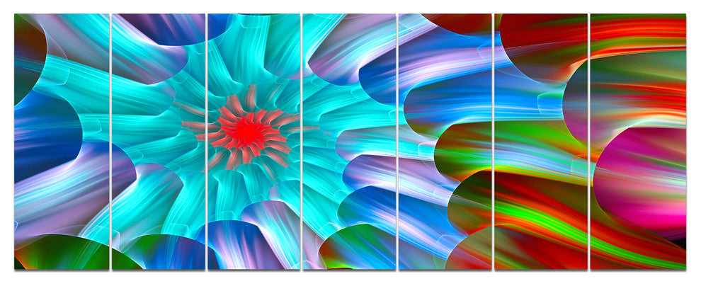 Multi Layered Fractal Spirals, Abstract Canvas Art Print, 83"x32", 7 Panels