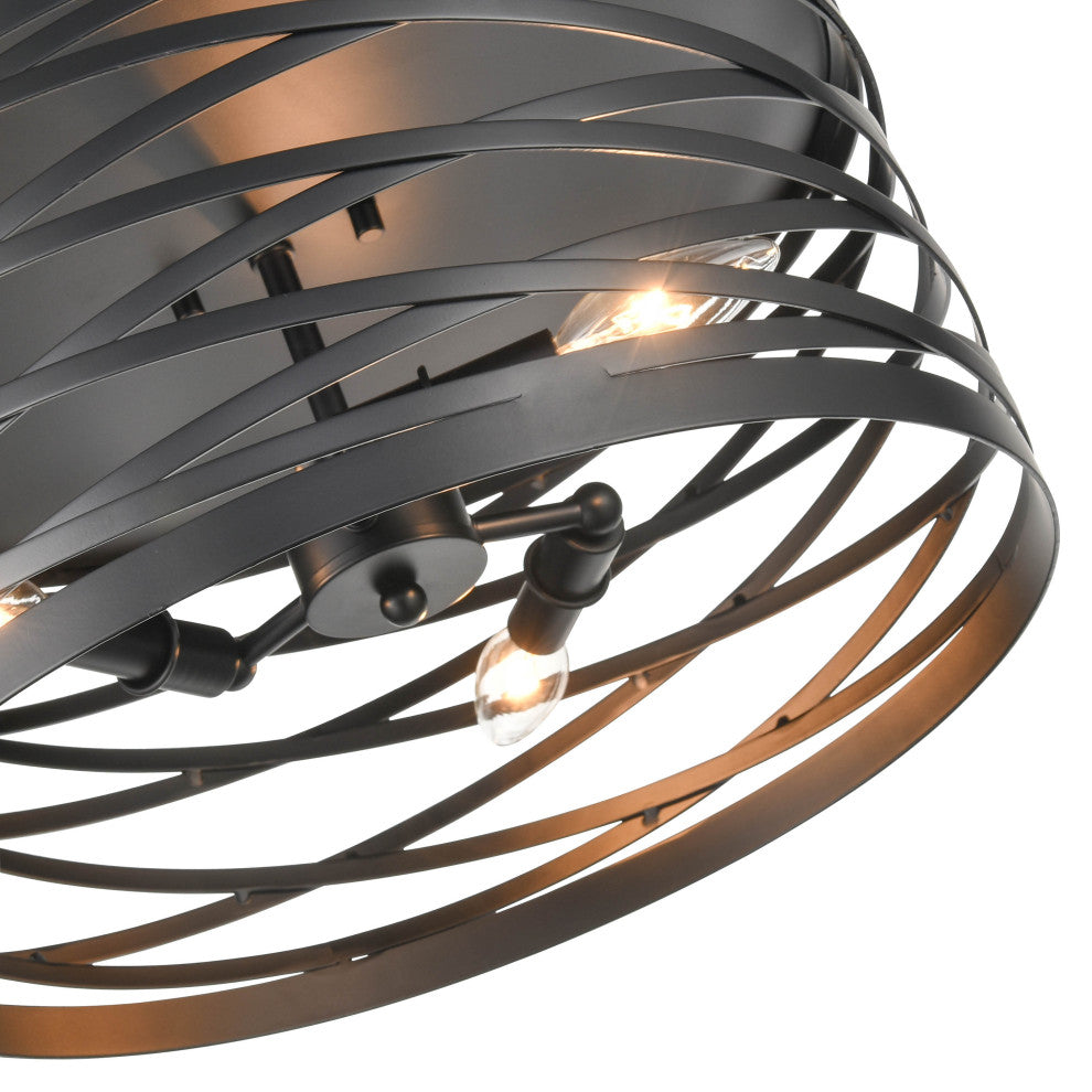 3 Light 16" Matte Black Flushmount