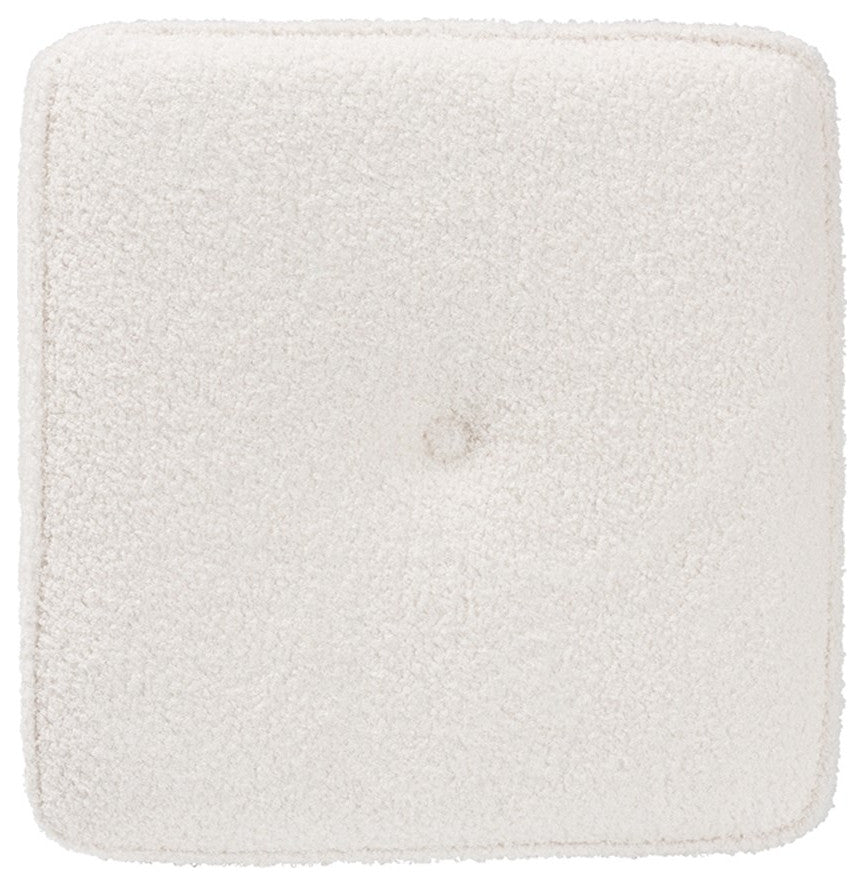 Isaiah Modern and Contemporary Ivory Boucle Upholstered Ottoman