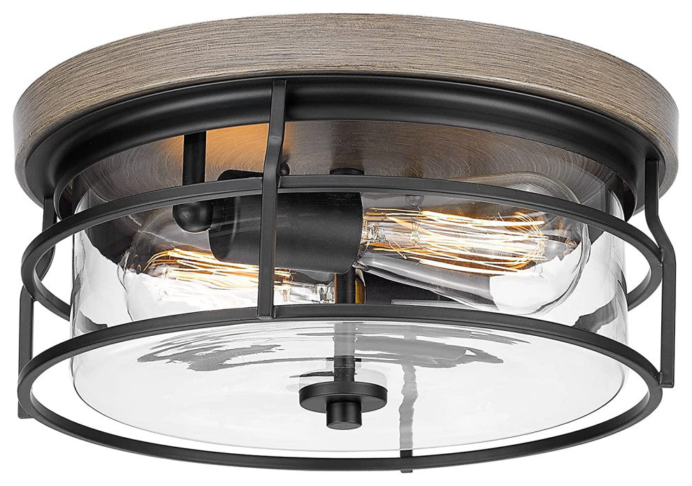 2 Light Flush Mount Ceiling Light Fixture, Farmhouse, Vintage