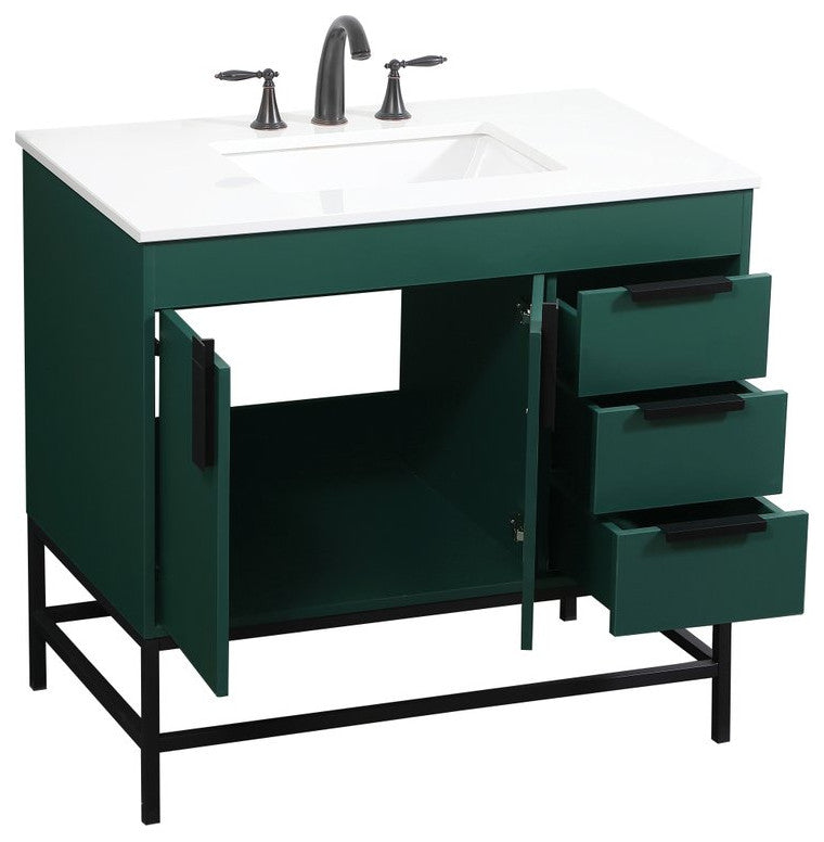 Home Living 22" Modern Green-Light Bathroom Vanity