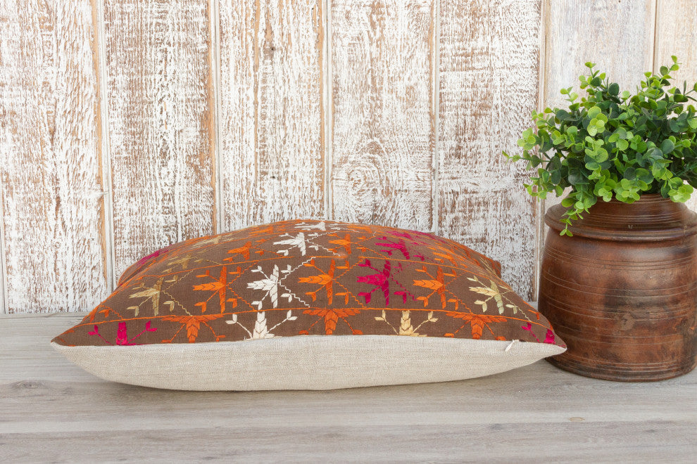 Anshi Antique Indian Folk Lumbar Pillow
