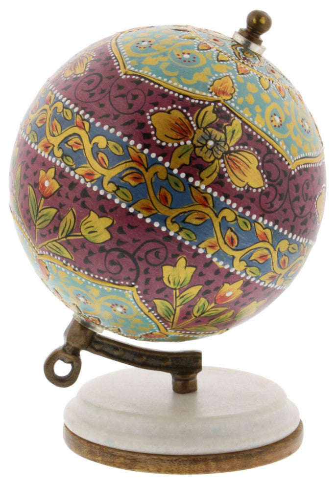 Modern 7" Multicolored Resin and Wood Decorative Lattice Globe