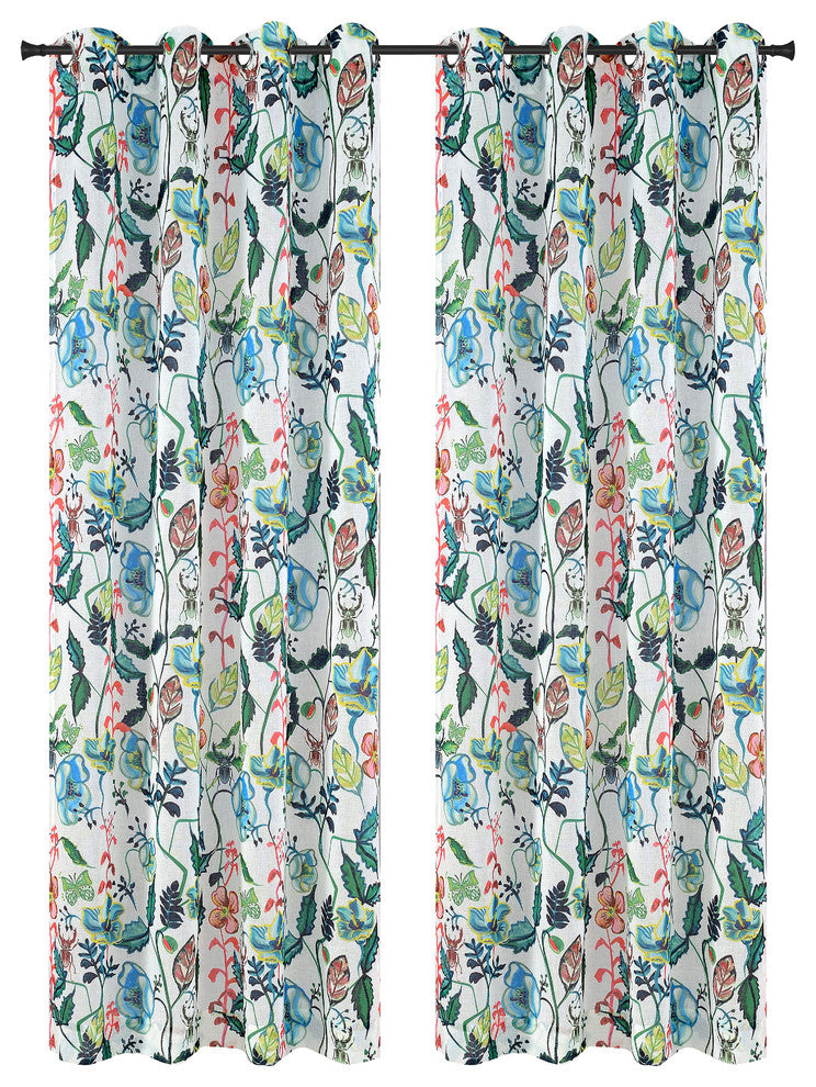Flora Drapery Curtain Panels with Grommets, Multicolor